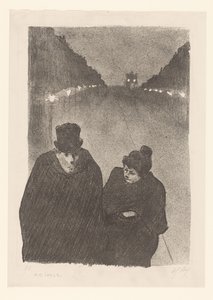 Mies ja nainen kadulla yöllä tekijältä Henri Gabriel Ibels (attributed to)