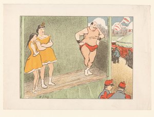 Kolme näyttelijää lavalla Théâtre Libren esitykset (sarjan nimi) Les Programs du Théâtre Libre (sarjan nimi) tekijältä Henri Gabriel Ibels