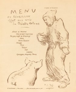 Uudenvuodenaaton menu tarjolla Antoine-teatterin ystäville tekijältä Henri Gabriel Ibels