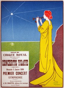 Musiikki. Ysayen konsertit Bruxellesissa. Juliste: H. Meunier, Belgia tekijältä Henri Georges Jean Isidore Meunier