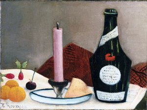 "Asetelma - vaaleanpunainen kynttilä" Henri Rousseau dit le Douanier (1844-1910) maalaus 1909 Phillips Collection, Washington, D.C. tekijältä Henri J.F. Rousseau