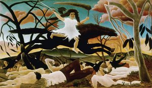 Henri Rousseau dit le Douanier Rousseaun (1844-1910) maalaus Sota tai eripuraisuuden ratsastus. 1894. Sun 114x195 Paris, Musee d