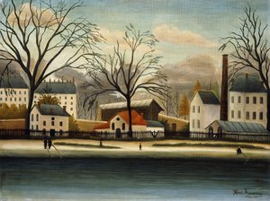 Lähiöissä; Banlieue, n. 1896 tekijältä Henri J.F. Rousseau