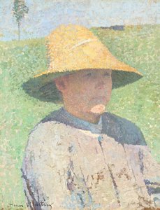 Muotokuva nuoresta pojasta, jolla on olkihattu 1890 (Öljy kankaalle)