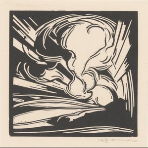 Pilviä ja auringonsäteitä maiseman yllä tekijältä Henri Jonas (signed by artist)