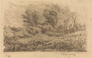 Puiden seisoma joella tekijältä Henri Joseph Harpignies