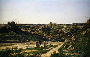 Herissonin linna ja kylä tekijältä Henri Joseph Harpignies