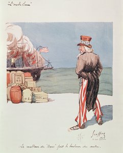 Karikatyyri Uncle Samista ensimmäisen maailmansodan aikana, 1915 (värillinen lito)