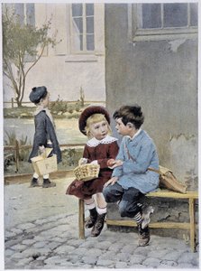 Vapaakauppa - Geoffroyn akvarelli elokuvassa "" Le Figaro Illustré"", toukokuu 1901 tekijältä Henri Jules Jean Geoffroy