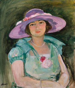 Marthe Lebasquen muotokuva violetissa hatussa, 1925-26 tekijältä Henri Lebasque