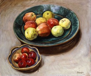Asetelma omenoiden kanssa; Luonto Morte aux Pommes, n. 1926 tekijältä Henri Lebasque