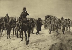Piet Cronjen antautuminen Paardebergissä, 1900 (kaiverrus)