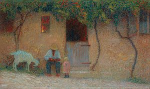 Talonpoika kotinsa ulkopuolella Labastide-du-Vertissä; Talonpoika talonsa edessä Labastide-du-Vertissä, n. 1910 tekijältä Henri Martin