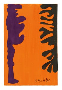 Mustat ja violetit arabeskit oranssilla pohjalla tekijältä Henri Matisse