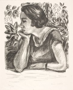 Rintakuva naisesta, jonka leuka lepää oikean käden varassa tekijältä Henri Matisse