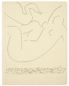 Tutkimus (Leda ja joutsen) (musta Conté-värikynä paperille) tekijältä Henri Matisse