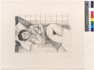 Nukkuva hahmo, huivi jalkojen päällä tekijältä Henri Matisse