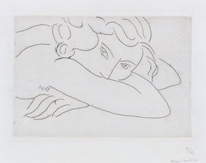 Makaavan alaston pää ja käsivarret (etsaus) tekijältä Henri Matisse