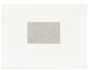 Nuori nainen miettii purkkia punaista kalaa tekijältä Henri Matisse