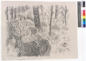 Nuori tyttö lepotuolissa metsikössä tekijältä Henri Matisse