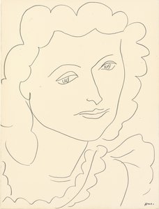 Suuri pää (Lucienne) (lyijykynä paperille) tekijältä Henri Matisse