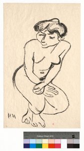 Kyyristynyt alastonhahmo katse alaspäin luotuna tekijältä Henri Matisse