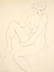 Alaston istuu jakkaralla tekijältä Henri Matisse