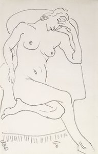 Alaston nainen nojatuolissa, n.1922-24 (lyijykynä paperille) tekijältä Henri Matisse