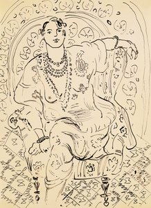 Odaliskia kukkamainen tausta tekijältä Henri Matisse