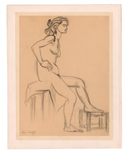 Istuva alaston nainen, toinen jalka jakkaralla tekijältä Henri Matisse