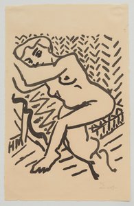 Istuva alaston [pieni vaalea puupiirros] tekijältä Henri Matisse