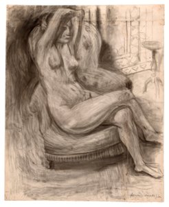 Istuva alaston kädet kohotettuna tekijältä Henri Matisse