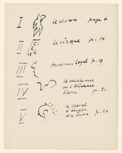 Kuvaluettelo 1. Teoksesta "Jazz". S. 149 tekijältä Henri Matisse