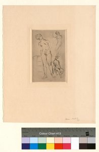 Kolme alastonta henkilöä, joista yksi nojaa jakkaraan tekijältä Henri Matisse
