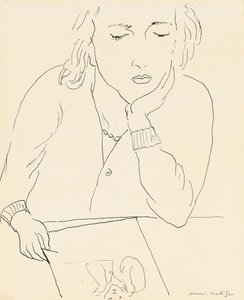 Nainen lukemassa (kynä ja muste paperille) tekijältä Henri Matisse