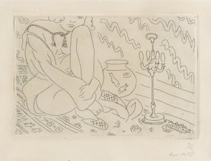 Nainen istuu sisätiloissa tekijältä Henri Matisse