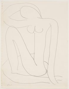 Nainen istuu käsi pään päällä (lyijykynä paperille) tekijältä Henri Matisse