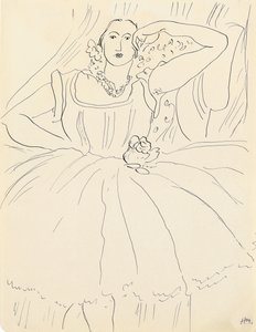 Nainen iltapuvussa (kynä ja tussi paperille) tekijältä Henri Matisse
