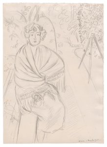 Nainen huivin kanssa, puutarhassa tekijältä Henri Matisse