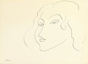 Naisen pää (kynä ja tussi paperille) tekijältä Henri Matisse