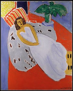 Nuori nainen valkoinen, punainen tausta tekijältä Henri Matisse
