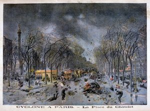 Sykloni Pariisissa, Place du Châtelet, 1896 tekijältä Henri Meyer