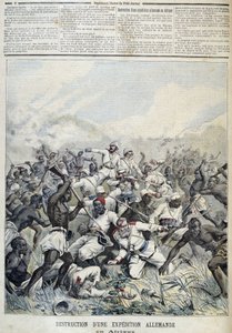Saksalaisen Afrikan-retken tuhoaminen - "" Le Petit Journal" -lehdessä, 3.10.1891 tekijältä Henri Meyer