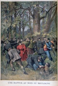 Taistelu santarmien ja siviilien välillä Bois de Boulognessa, Pariisissa, 1895 tekijältä Henri Meyer