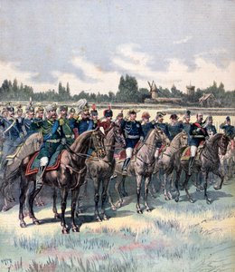 Sotilaallinen katsaus kenraali Saussierin ja ulkomaisten sotilasavustajien kanssa, 14. heinäkuuta 1891. tekijältä Henri Meyer