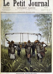 Tehtävä Marchand: pala höyrylaivaa Faidharbea keskitasangon savannilla, matkalla Kongosta Niiliin (piirustus Henri Meyer komentaja Marchandin valokuvasta) - "" Le PetitJournal""" 28.5. 1899 tekijältä Henri Meyer