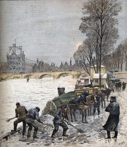 Pariisi lumen alla vuonna 1895 Pieni sanomalehti vuodelta 1895 (kaiverrus) tekijältä Henri Meyer