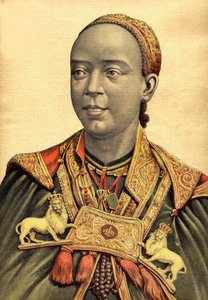 Abessinian ja Etiopian keisarinna Taitou (Taytu Betul) muotokuva. tekijältä Henri Meyer