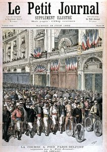 PetitJournalin järjestämään Paris - Belfort -juoksuun osallistuvan yleisön aloitus "" Le petit journal""" 18.6.1892. tekijältä Henri Meyer