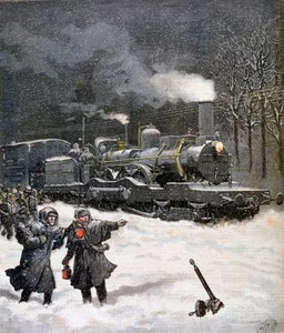Juna tukossa lumen takia, Ranska, 1892 tekijältä Henri Meyer